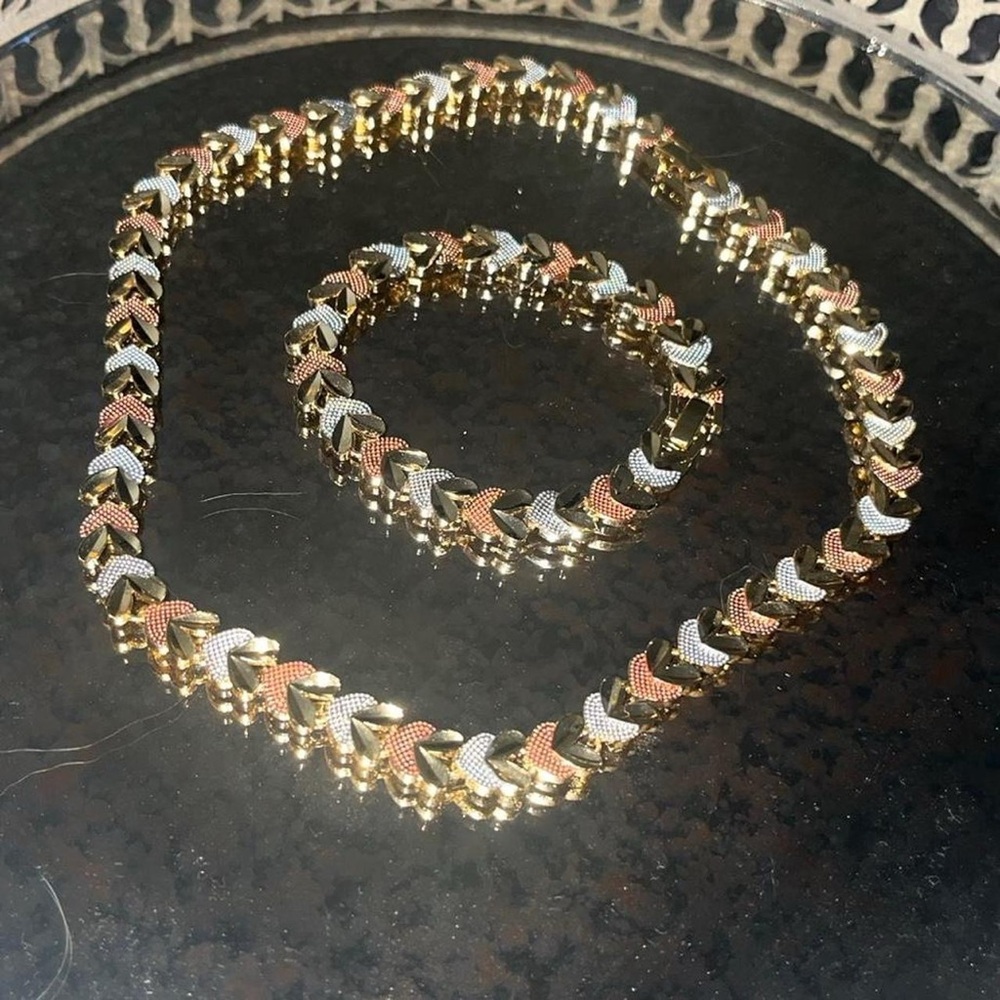 Elegant Gold, Silver, and Rose Gold Women's Necklace Set